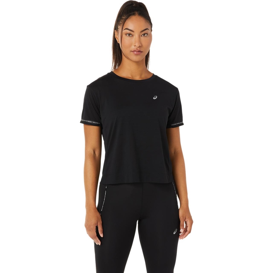 Black Asics RACE CROP TOP WOMEN EASTERN