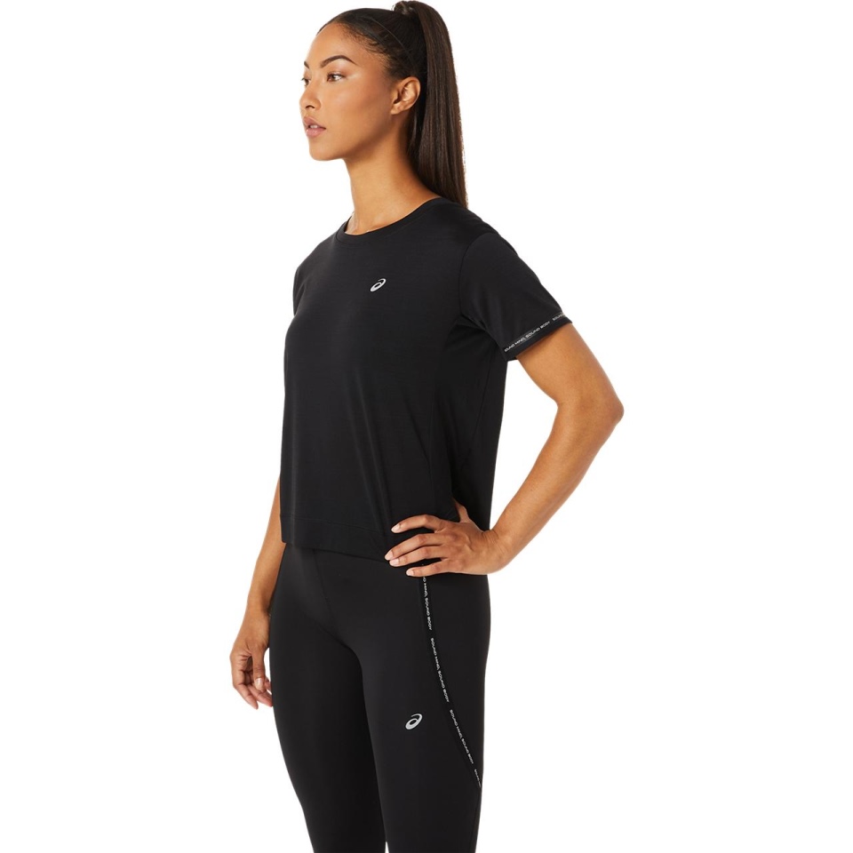 Black Asics RACE CROP TOP WOMEN EASTERN