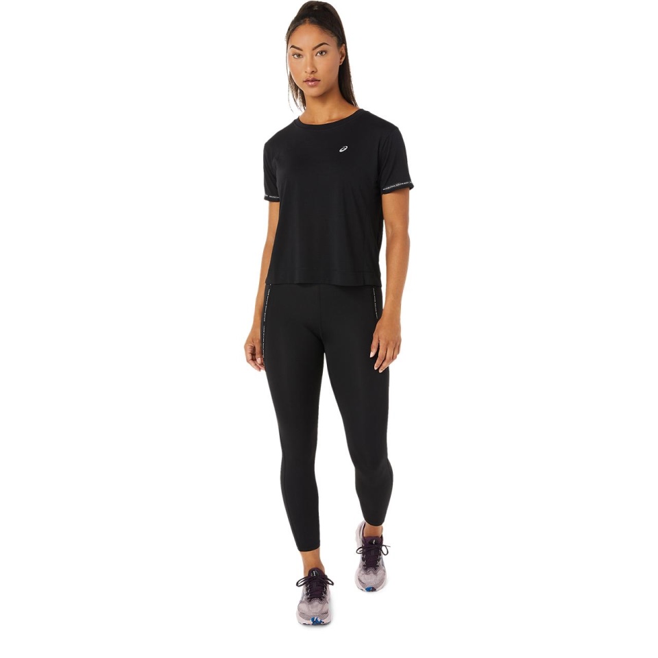 Black Asics RACE CROP TOP WOMEN EASTERN