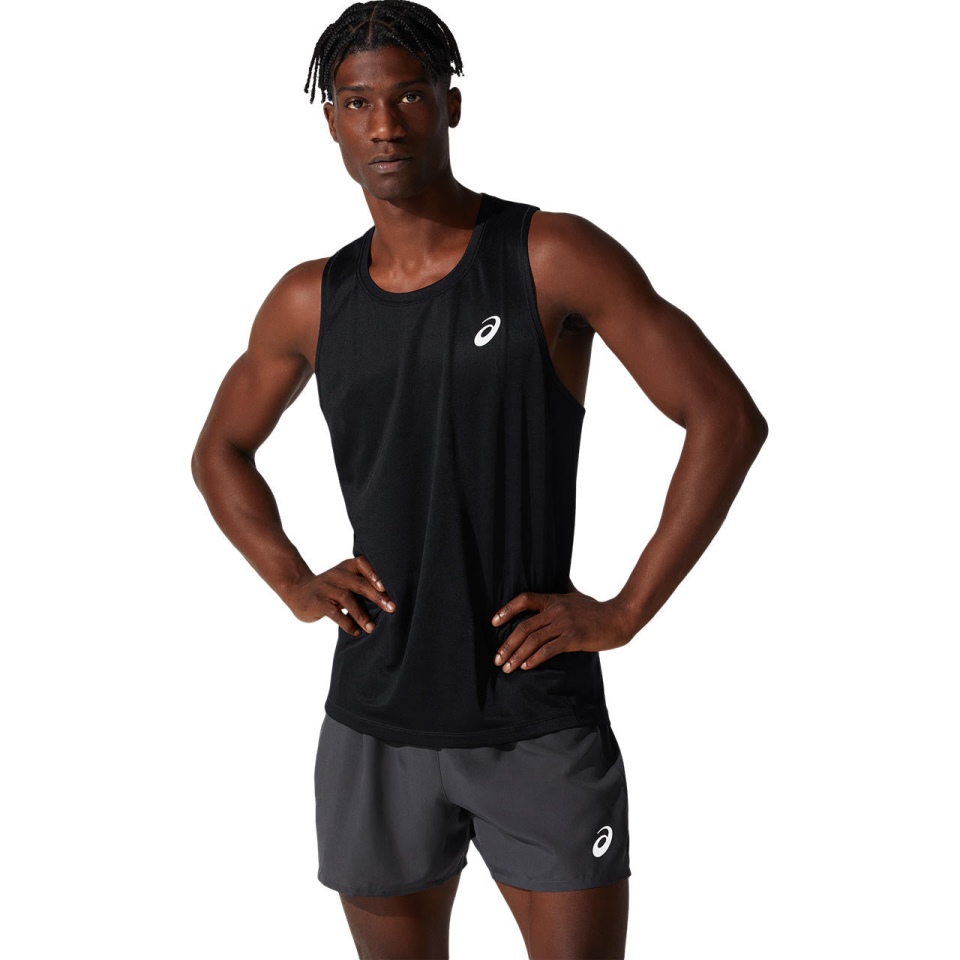 Black Asics SILVER SINGLET