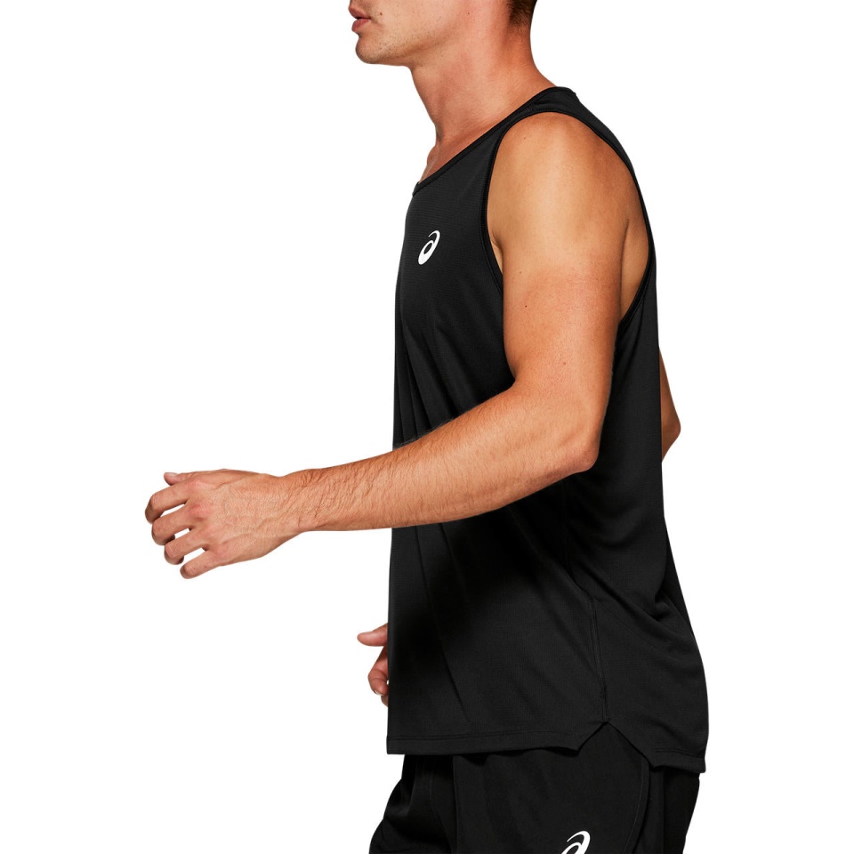 Black Asics SILVER SINGLET