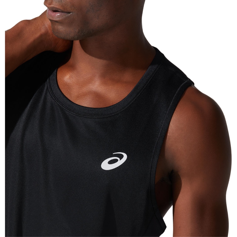 Black Asics SILVER SINGLET