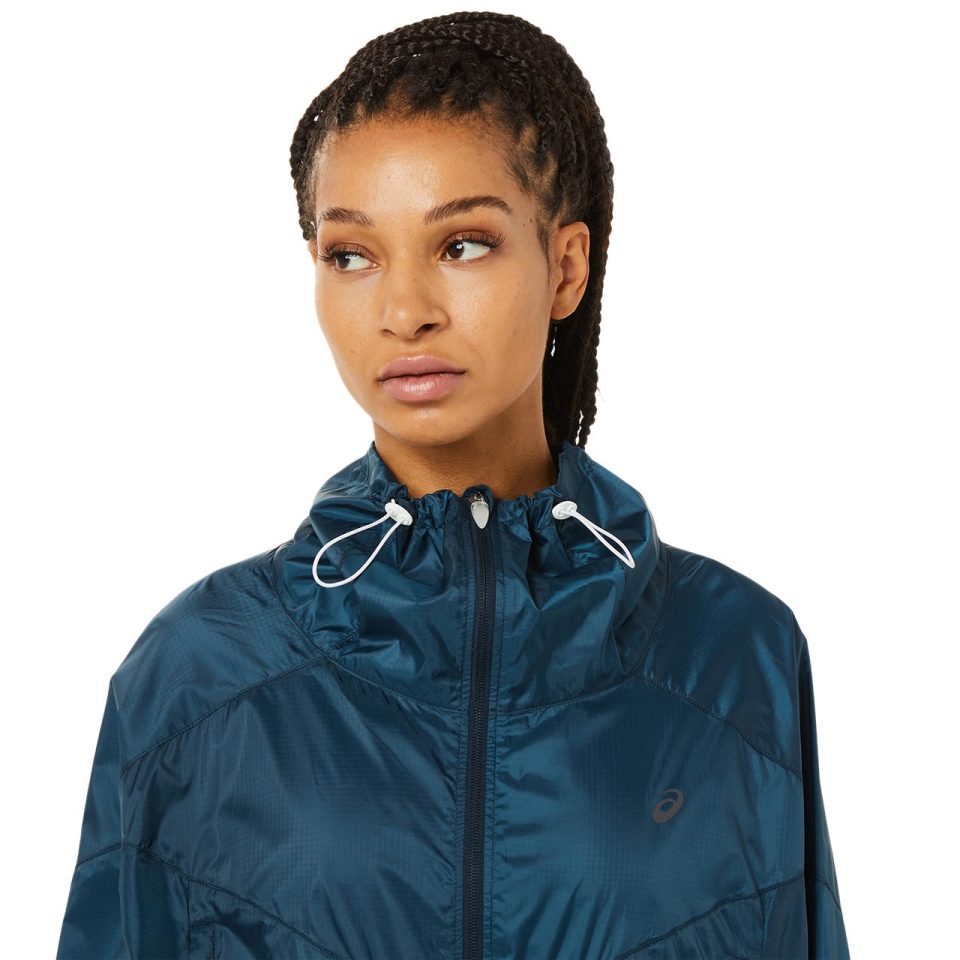 Blue Asics WOMEN FULL ZIP WOVEN JACKET