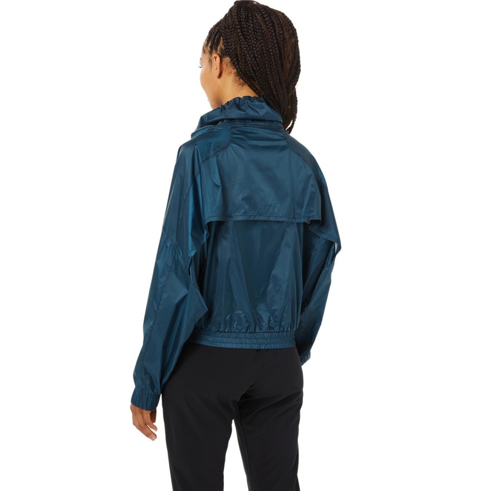 Blue Asics WOMEN FULL ZIP WOVEN JACKET