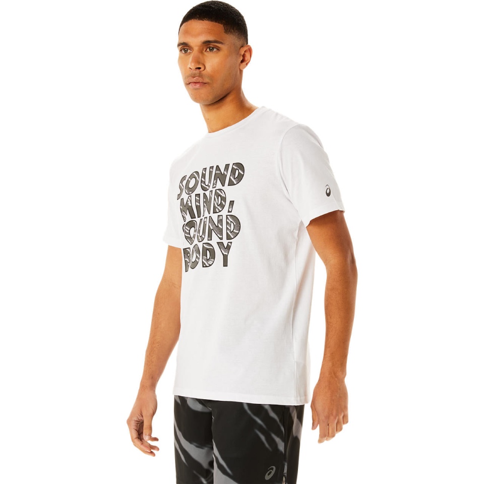 White Asics HERITAGE FONT GRAPHIC TEE 7