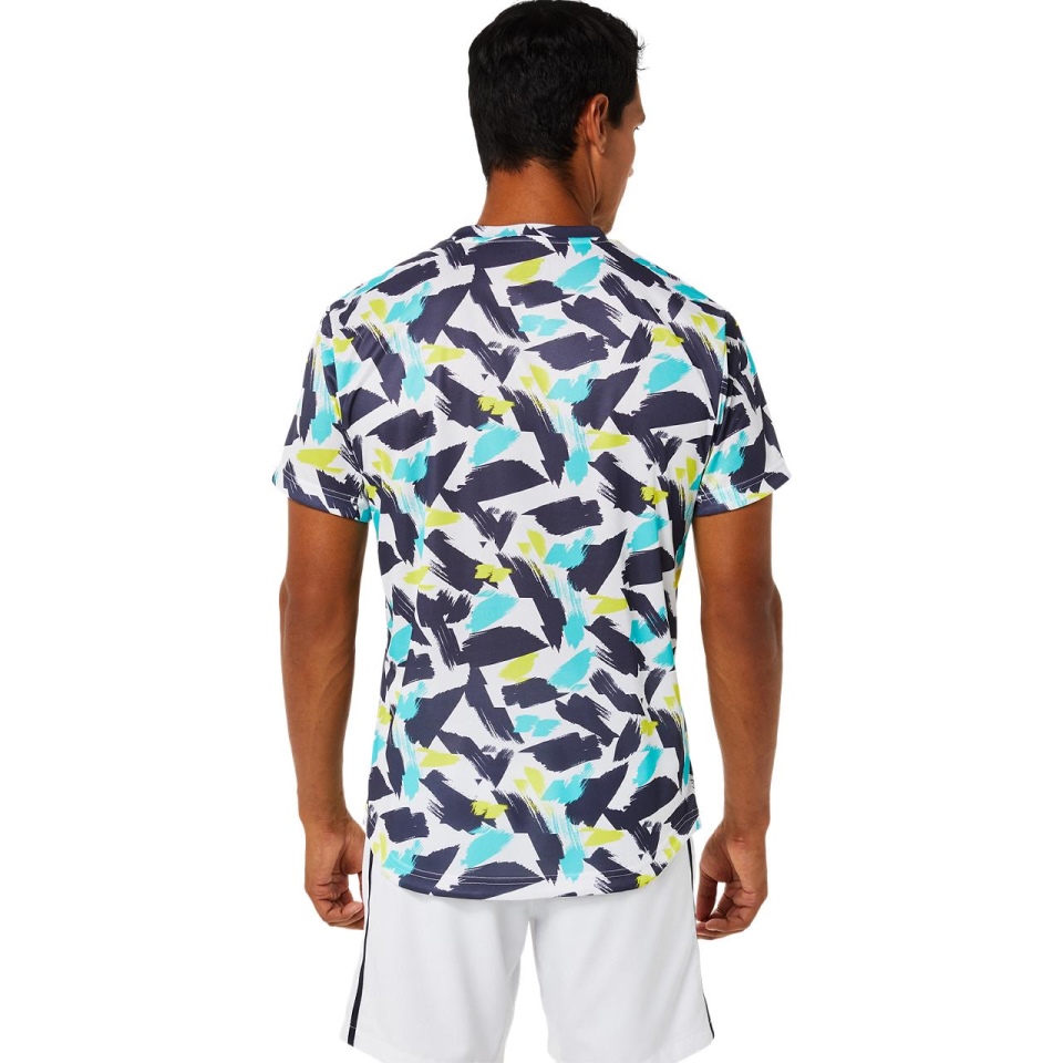 White Asics MEN MATCH GRAPHIC SS TOP